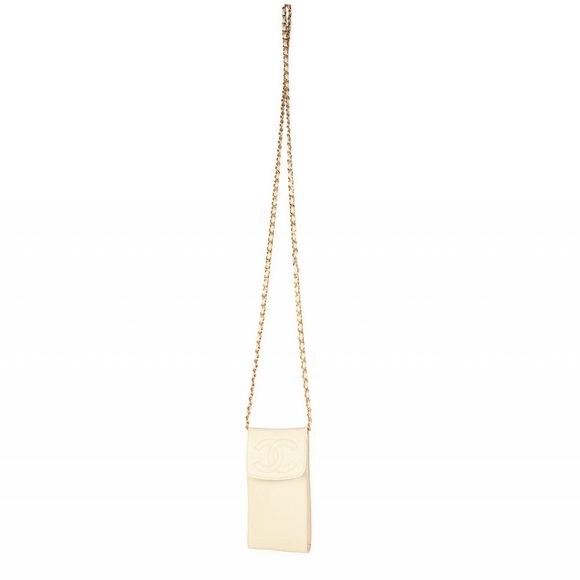 Chanel Vintage Cream Caviar Leather CC Stitch Crossbody Cellphone Holder - Picture 4 of 7